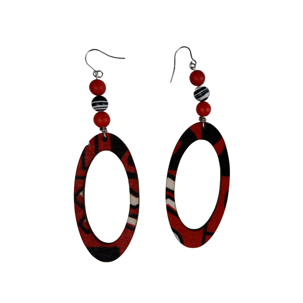 124 - Heritage Open Oval Ankara Earrings