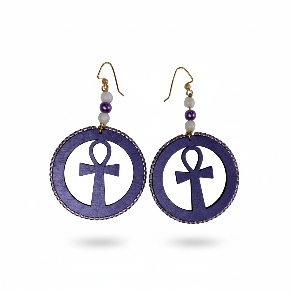 125 - Ankh Circle Faith Earrings