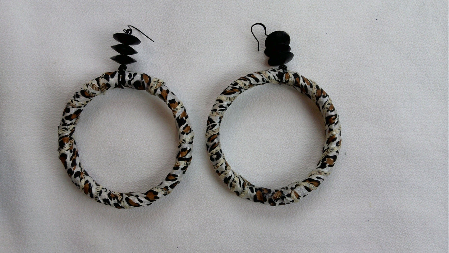 121 - Leopard Wrapped Hoop Earrings