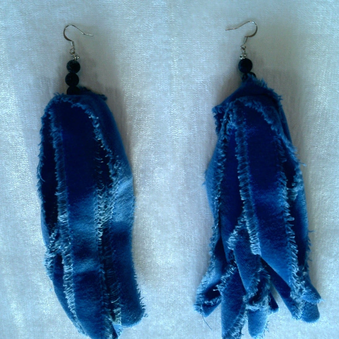 142 - "Sky" Blue Denim Dangle Earrings