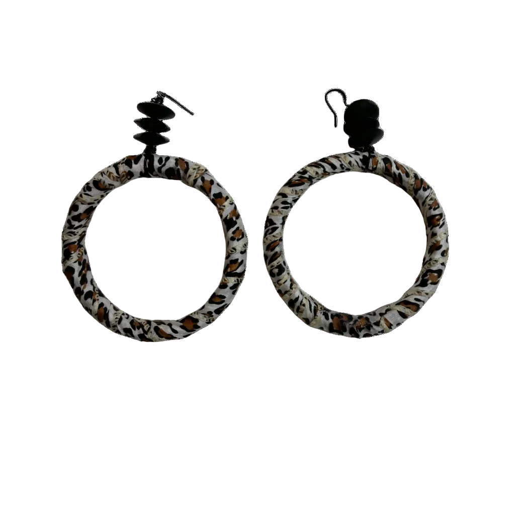 121 - Leopard Wrapped Hoop Earrings