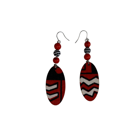 123 - Heritage Oval Ankara Drop Earrings