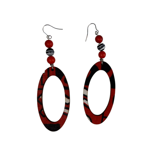 124 - Heritage Open Oval Ankara Earrings