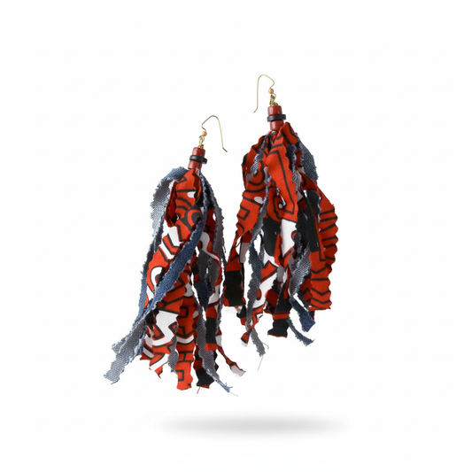 Ankara Fabric Earrings - Clean White Background