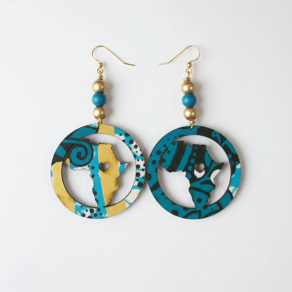 Blue and Gold Wooden Dangle Earrings - Nordstrom Style