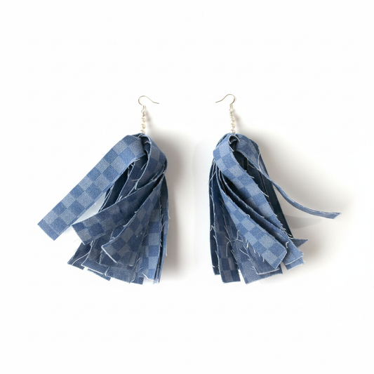 Blue Jean Fabric Tassel Earrings - Nordstrom Style