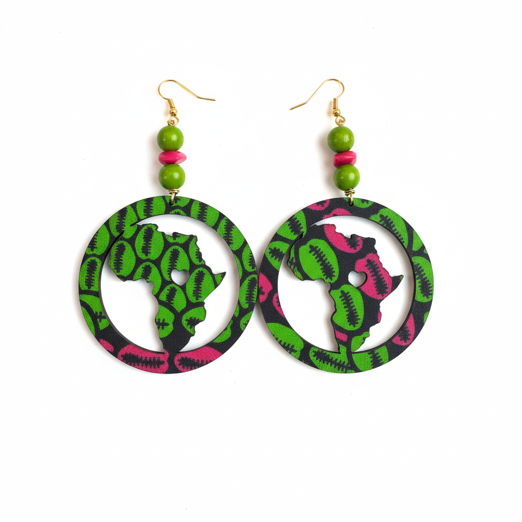Green and Pink African Map Earrings - Nordstrom Style