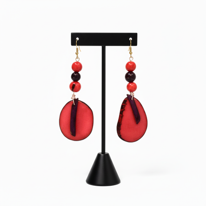 Red & Purple Tagua Nut Earrings - Nordstrom Style with T-bar