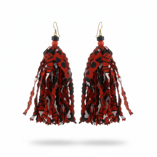 Red White and Black Fabric Tassel Earrings - Nordstrom Style