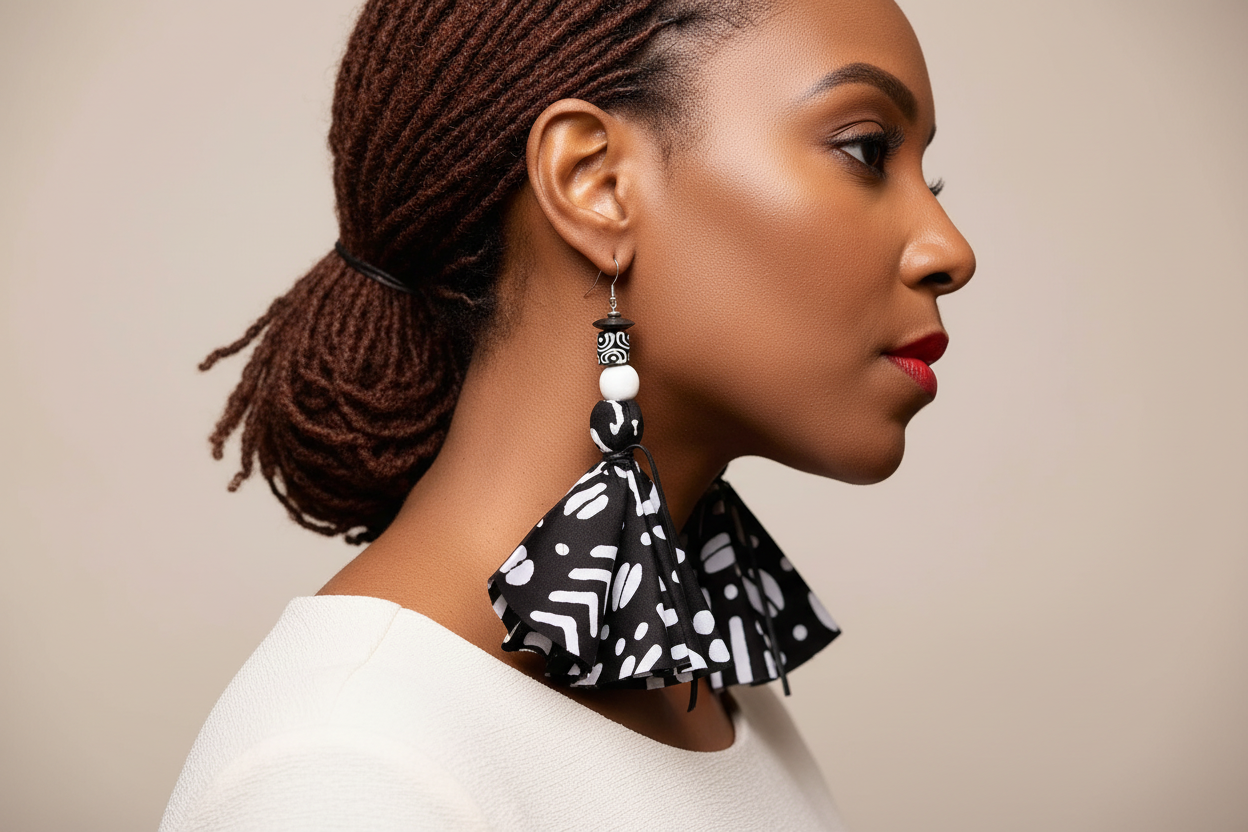 Royal Threads - Ankara Skirt Tail Earrings Lifestyle
